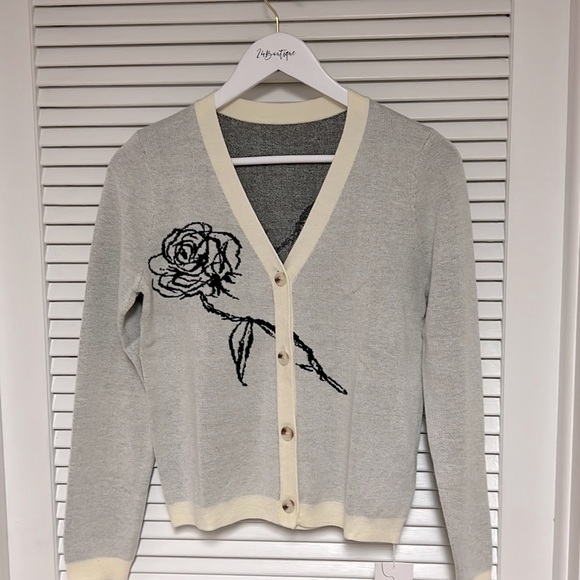 AMll Button Front Cardigan V-neck Sweater, Size Small NWT - Picture 4 of 12